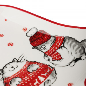 MILLIMI Новогодние коты Блюдо в форме колокольчика, 20,5х19,5х2,5см, керамика