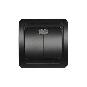 Smartbuy Марс выкл. СУ 2-клавишный с индикатором 10А черный  (SBE-02b-10-SW2-1-c)