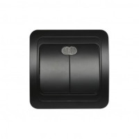 Smartbuy Марс выкл. СУ 2-клавишный с индикатором 10А черный  (SBE-02b-10-SW2-1-c)