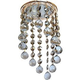 Ecola GX53 H4 св-к Круг с больш.хрусталиками Подвес под скос тониров/Золото 225x110 FG53RVECB (10!)