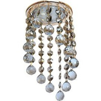 Ecola GX53 H4 св-к Круг с больш.хрусталиками Подвес под скос тониров/Золото 225x110 FG53RVECB (10!)