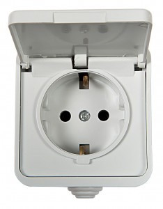 ASD/InHome AQUA роз. ОУ 1 мест. 16А бел. с крышкой (земля, пласт. осн.,п/герм., IP44) 3112