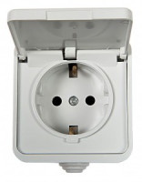 ASD/InHome AQUA роз. ОУ 1 мест. 16А бел. с крышкой (земля, пласт. осн.,п/герм., IP44) 3112