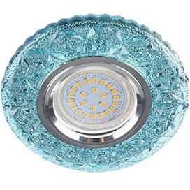 Ecola LD7040 MR16 GU5.3 св-к Круг "Бабочки" подсветка 4K Голубой/Хром 25x95 FB16CBEFB (10!)