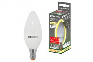 TDM Свеча E14 C37 степ-димм. 6W(480lm) 3000K 2K 37x105 (шаг 10/50/100%) пласт/алюм (10!) SQ0340-0199
