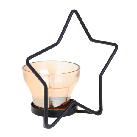 Подсвечник металлический со стеклянной чашей, 13х5,5х12 см