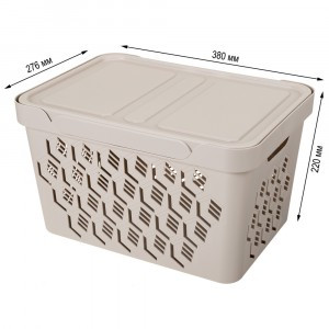 Ящик с крышкой универсальный "DELUXE", 380x276x220 мм, 18л светло-бежевый 433205934 Бытпласт