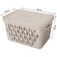 Ящик с крышкой универсальный "DELUXE", 380x276x220 мм, 18л светло-бежевый 433205934 Бытпласт