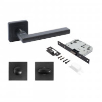 Комплект для двери АЛЛЮР АРТ ВЕНСАН BL+L7050S BL+BK-S1 BL мат. черн (ручка и защ с фикс)блист(20)