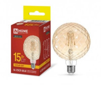 ASD/InHome лампа св/д Deco Шар GL125CR E27 15W(1390lm) 3000K 2K 175x125 филам (нитевид) золот 6098