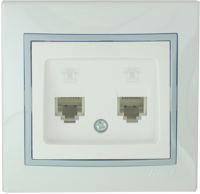 Lezard Мира роз. телеф. СУ 2 мест. бел. с серой вставкой (RJ11) (корпус PC) 701-0215-138