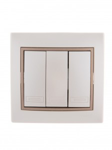 "Lezard Мира выкл. СУ 3 кл. 10А перламутр с коричн. вставкой (корпус PC) 701-3031-109