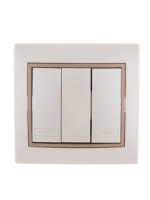 &quot;Lezard Мира выкл. СУ 3 кл. 10А перламутр с коричн. вставкой (корпус PC) 701-3031-109