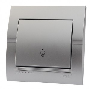 Lezard DERIY Кнопка звонка, 16А металлик серый