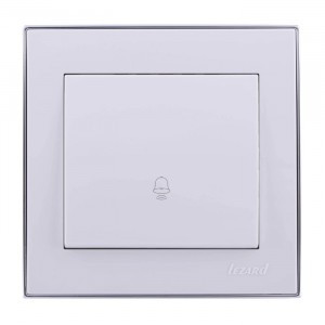 Lezard RAIN Кнопка звонка СУ 1 кл. бел. с бок. вст. хром (корпус PC) 703-0225-103