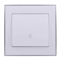 Lezard RAIN Кнопка звонка СУ 1 кл. бел. с бок. вст. хром (корпус PC) 703-0225-103