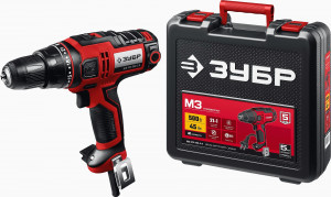 ЗУБР дрель-шуруповерт сетевая 500Вт, 45Нм, кейс, ДШ-М3-500-2 К