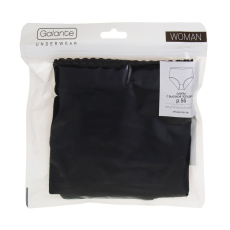 GALANTE Трусы женские макси с высокой талией, р.56, 95%хлопок, 5%спандекс, черный, НБ25-13
