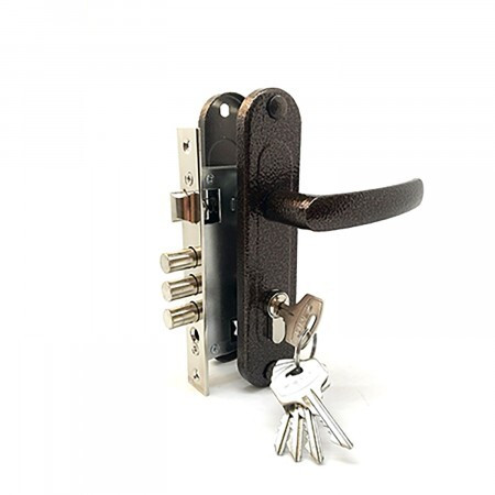 Замок врез ЗВ7-60.1-02 Зенит (медь, м/о-61,5мм, 5кл.) с ручками   \15