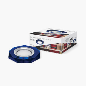 Gauss RR015 св-к встр. MR16 Восьмигранник 100(70)x25 Кристалл синий/Хром