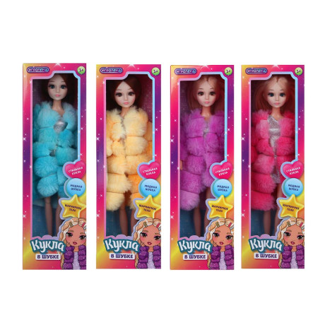 ИГРОЛЕНД Кукла 28,5 см шарнирная в шубке, PP, полиэстер, 10х6х32 см, 4 дизайна