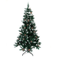 Ель искусственная с заснеженными кончиками и шишками 150см, 408 веток, ПВХ, 26-28