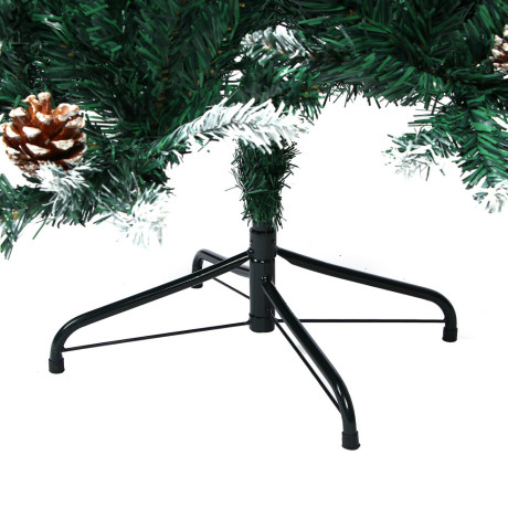 Ель искусственная с заснеженными кончиками и шишками 150см, 408 веток, ПВХ, 26-28