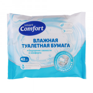 Туалетная бумага влажная Comfort smart ромашкой/алоэ, 42 шт
