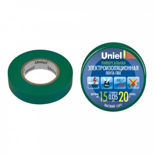 Uniel Изолента ПВХ 15/20 зеленая UIT-135P 20/15/01 GRN