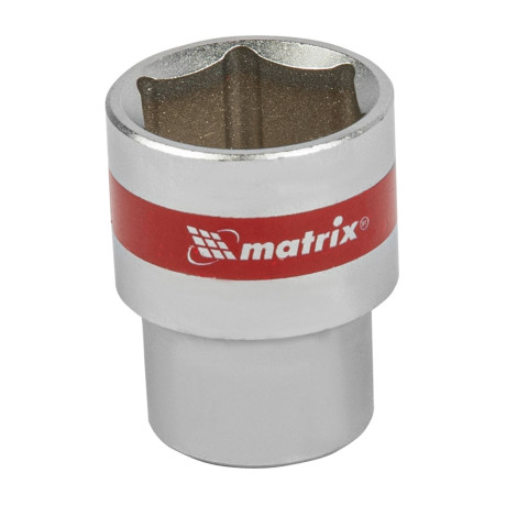 Головка торцевая, 22 мм, шестигранная, CrV, под квадрат 1/2, хромированная Matrix