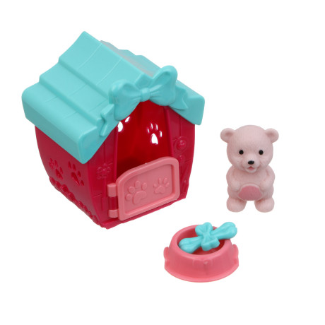 ИГРОЛЕНД Питомец в будке, щенок/медвежонок с акс., 4 пр., PVC, ABS, 6,4х5х7см, 6 видов