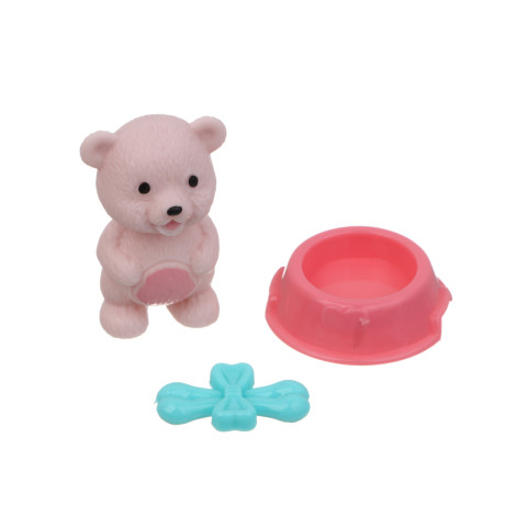 ИГРОЛЕНД Питомец в будке, щенок/медвежонок с акс., 4 пр., PVC, ABS, 6,4х5х7см, 6 видов