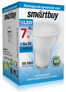SALE SmartBuy GU10 7W(450lm) 6000К 6K 57x50 пластик SBL-GU10-07-60K-N