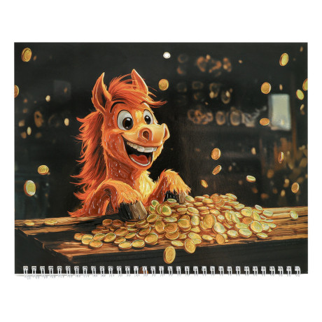 Календарь квартальный Символ Года 2026, 31x68см, тиснение с металлизированным покрытием