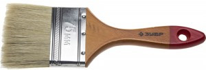 Кисть плоская  ЗУБР "УНИВЕРСАЛ-МАСТЕР", натуральная щетина, деревянная ручка, 75мм