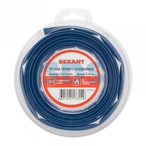 REXANT Трубка термоусадка ТУТ 4/2 мм синяя, l ролика=2.44м (8ft) BL 29-0015