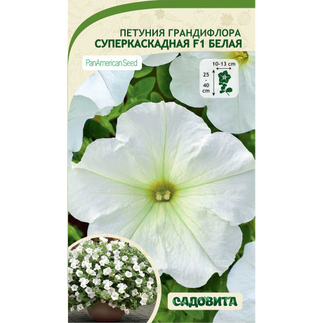 Петуния Суперкаскадная F1 Белая грандифлора 10др PanAmerican/Садовита Ц