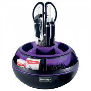 Настольный органайзер Berlingo "Apex", 9 предметов, вращающийся, черный/фиолетовый Арт.255738