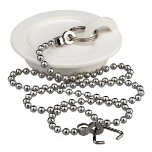 МастерПроф Пробка для ванны (раковины) БЕЛАЯ c цепочкой из нерж.стали 45 см ИС.110628