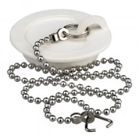 МастерПроф Пробка для ванны (раковины) БЕЛАЯ c цепочкой из нерж.стали 45 см ИС.110628