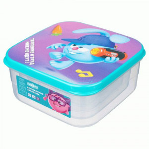 Комплект контейнеров с декором 4 шт "СМЕШАРИКИ" 0,3л+0,45л+0,65л+1л голубой 431336702 Бытпласт