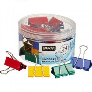 Зажим для бумаг Attache Selection, 41мм, 24 шт, цветные, пласт.уп 723552