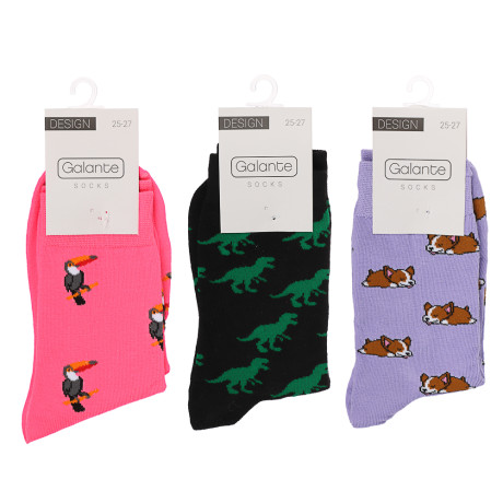GALANTE Носки универсальные, р.25-27, 85% хлопок, 10% полиэстер, 5% спандекс, 6 диз, НВ22-20