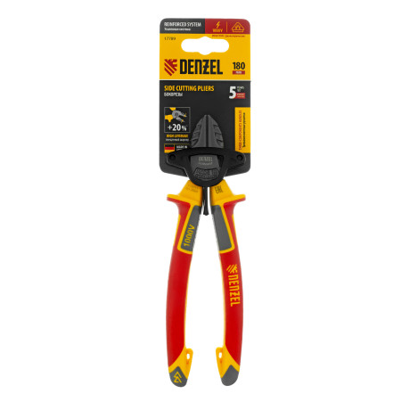 Бокорезы, диэлектрические рукоятки, до 1000 В, трехкомпонентные рукоятки, 180 мм Denzel