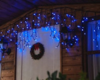 Гирлянда-бахрома ул. ULD-B3010-200/TBK (мерц) 200LED синий 3м/32н до 70см, 9W соед. 6мод IP67 Uniel