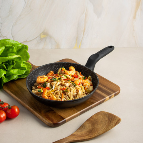 SATOSHI Стоун Сковорода литая d22см, антипригарное покрытие Мрамор, индукция