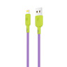 BY Кабель для зарядки Bright iP, 1м, Быстрая зарядка 2.4А, 12W, силикон, лимонно-фиолетовый