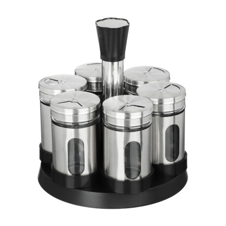 SATOSHI Набор для специй, 6шт. 15.4x15.4x16.1см, стекло, нерж.сталь, пластик, цвет серебро