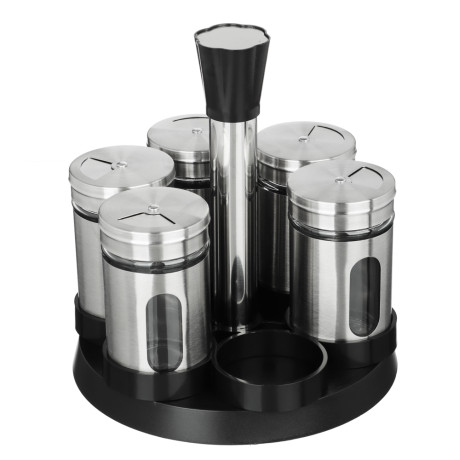 SATOSHI Набор для специй, 6шт. 15.4x15.4x16.1см, стекло, нерж.сталь, пластик, цвет серебро