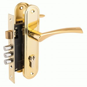 АЛЛЮР 103/3-61А GP латунь мал.корпус 5кл М/О расстояние 61,5мм 3-ригеля Замок врезной с/руч  (12)